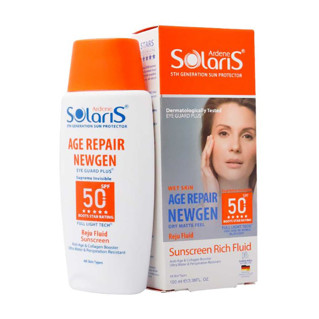 18344-00.jpg فلوئید ضد آفتاب ضد چروک بی رنگ SPF50 انواع پوست آردن سولاریس