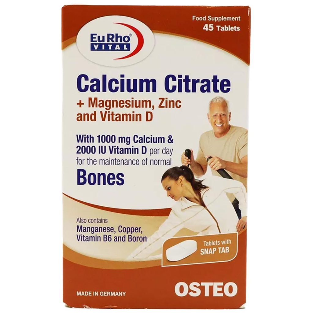 قرص کلسیم سیترات منیزیم زینک د 3 یوروویتال