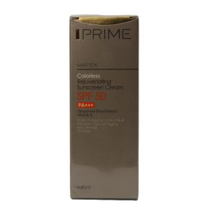 کرم ضد آفتاب جوان کننده بی رنگ SPF50 انواع پوست پرایم