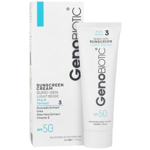 کرم ضد آفتاب رنگی پوست خشک SPF 50 بژ روشن ژنوبایوتیک