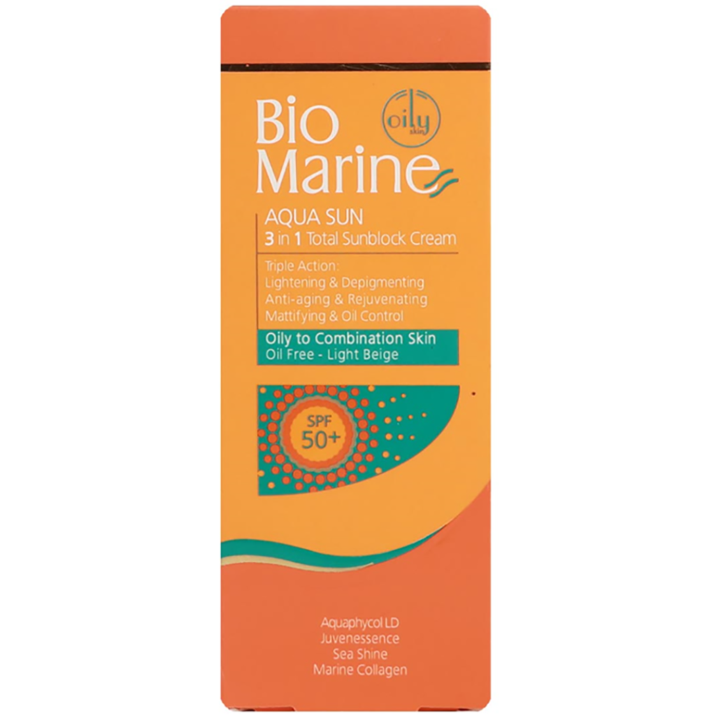 کرم ضد آفتاب فاقد چربی بژ روشن SPF50 مناسب پوست چرب و مختلط بایومارین