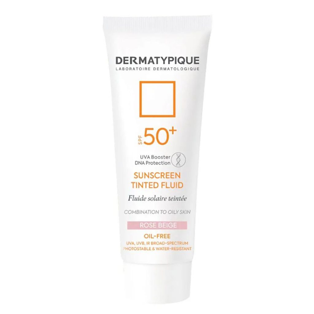 فلوئید ضد آفتاب فاقد چربی رنگی رز بژ SPF50 پوست چرب درماتیپیک