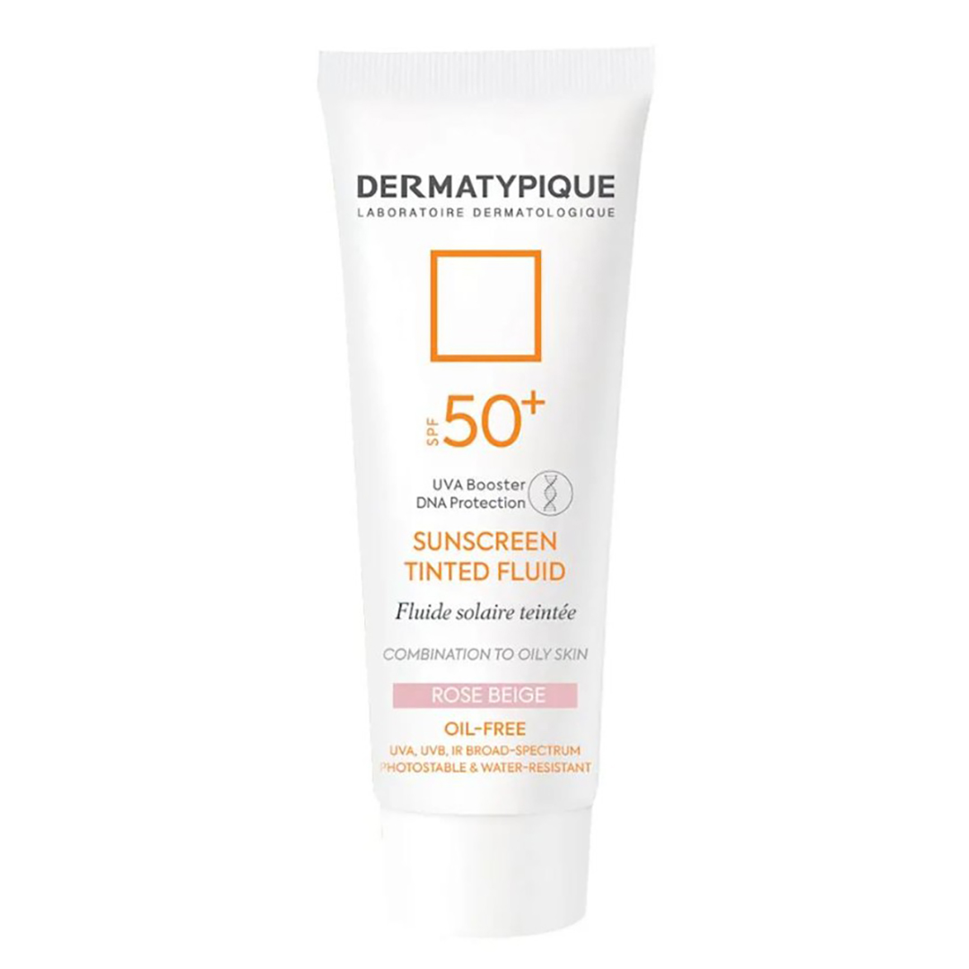 56909-00-1.jpg فلوئید ضد آفتاب فاقد چربی رنگی رز بژ SPF50 پوست چرب درماتیپیک