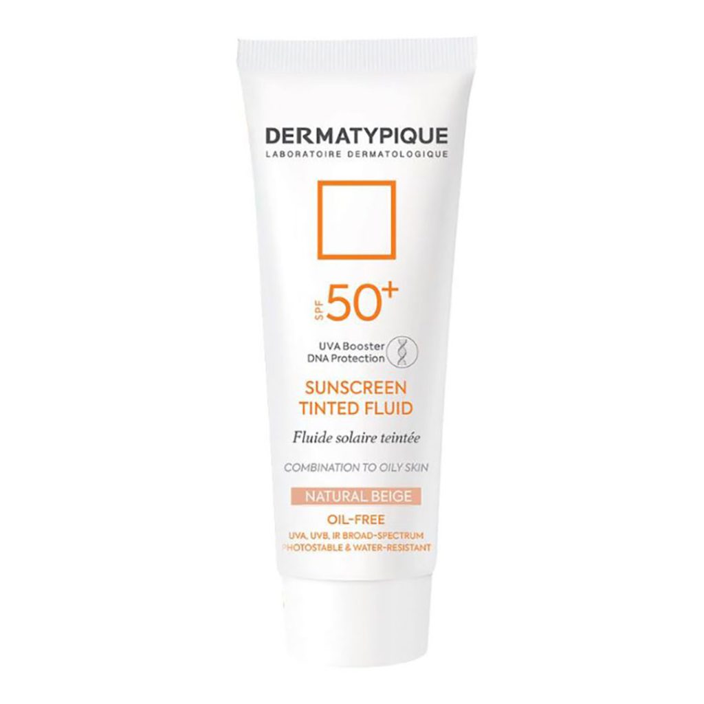 کرم ضد آفتاب فاقد چربی رنگی رز بژ SPF50 پوست چرب درماتیپیک
