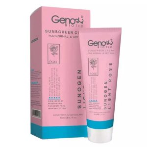 کرم ضد آفتاب رنگی رز روشن SPF50 پوست های خشک و معمولی ژنوبایوتیک