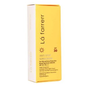 کرم ضد آفتاب و ضد لک بی رنگ SPF30 مناسب پوست های چرب و مستعد آکنه لافارر