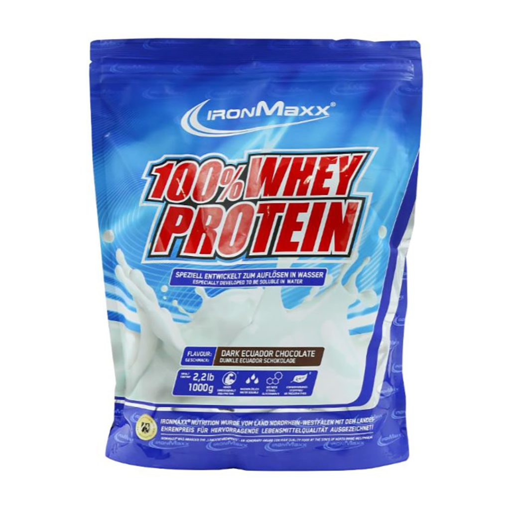 پودر خوراکی وی پروتئین 100 درصد با طعم شکلات تلخ آیرون مکس