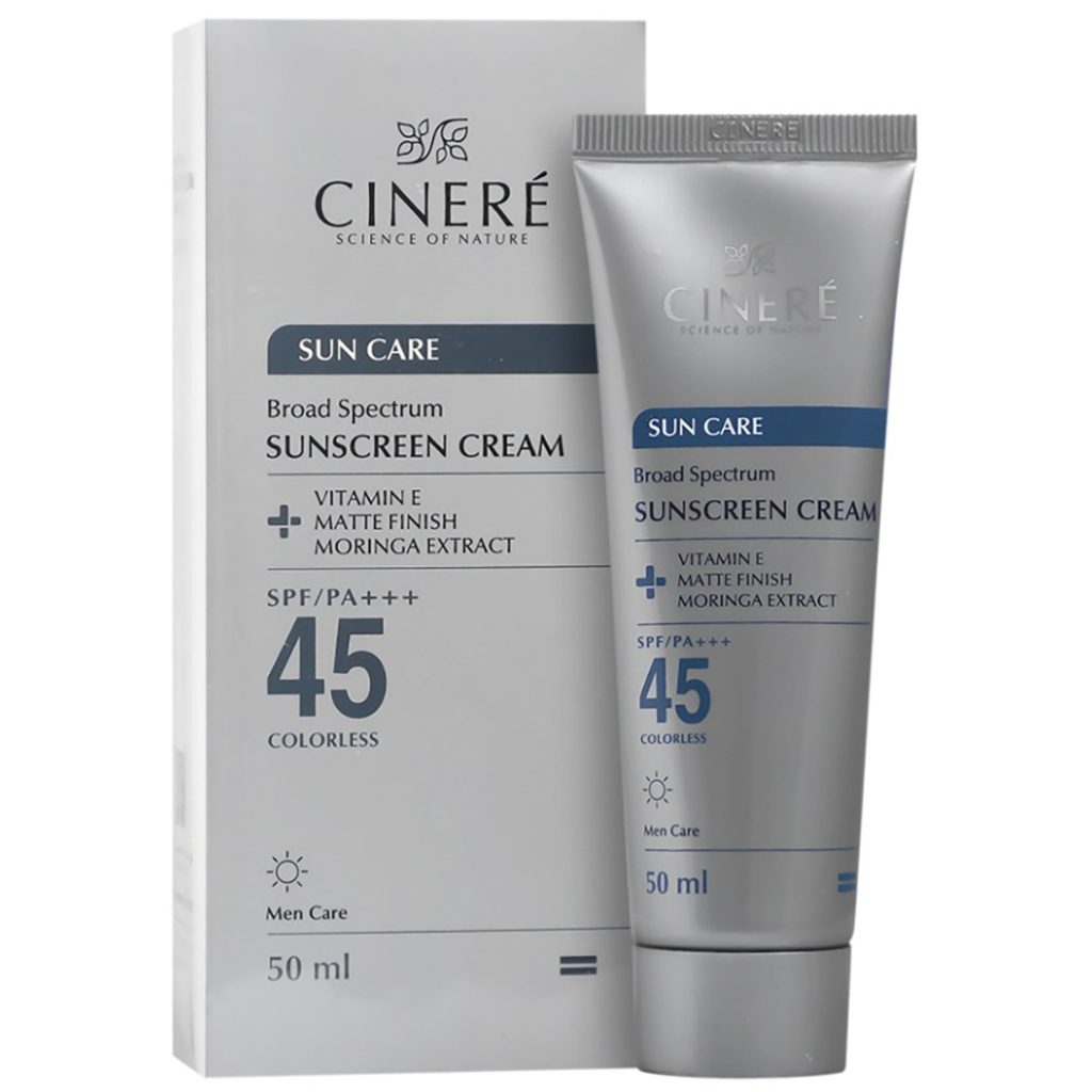 کرم ضد آفتاب فاقد چربی بی رنگ SPF45 آقایان سینره