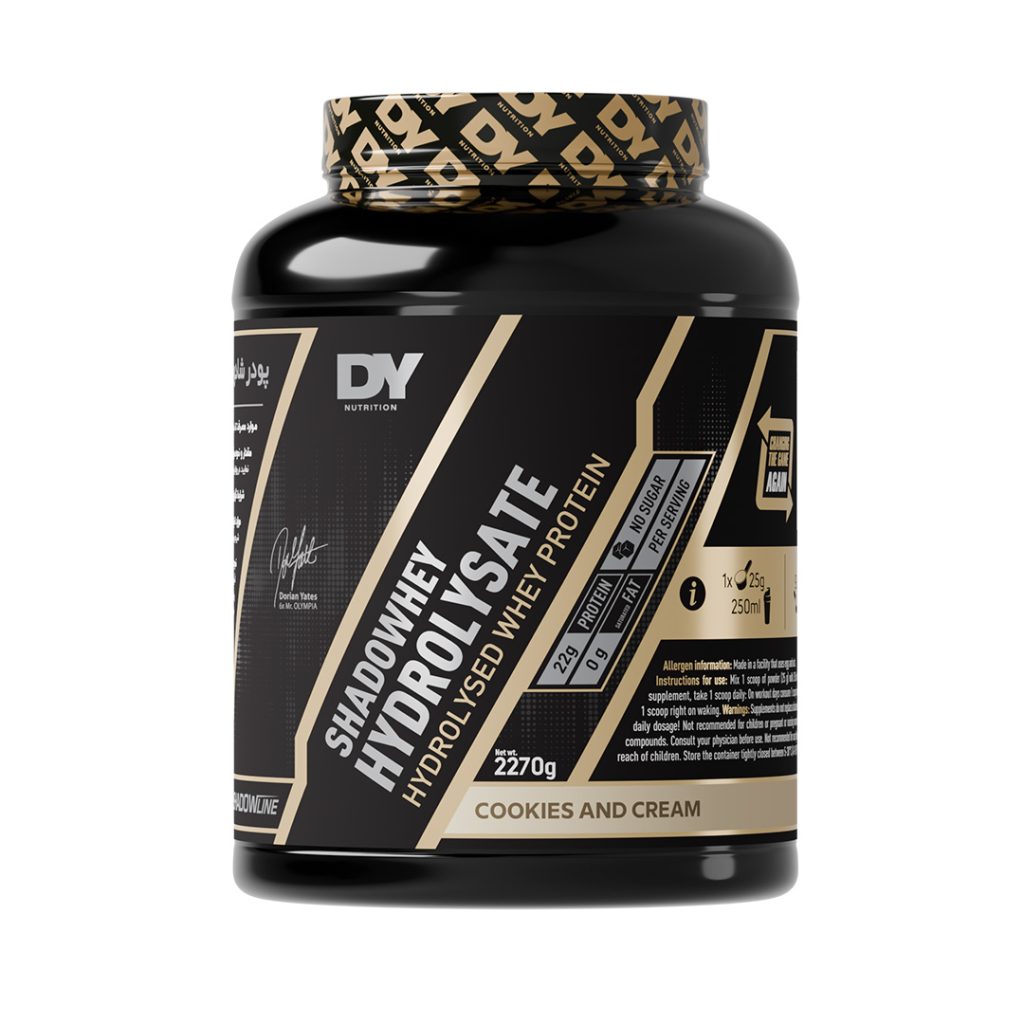 پودر پروتئین شادو وی هیدرولیزه با طعم بیسکوئیت کرمدار دوریان یتس