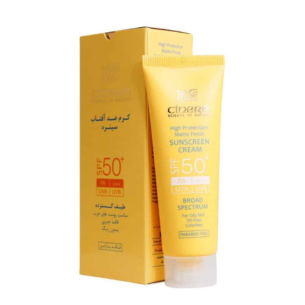 کرم ضد آفتاب فاقد چربی بی رنگ SPF50 پوست چرب سینره