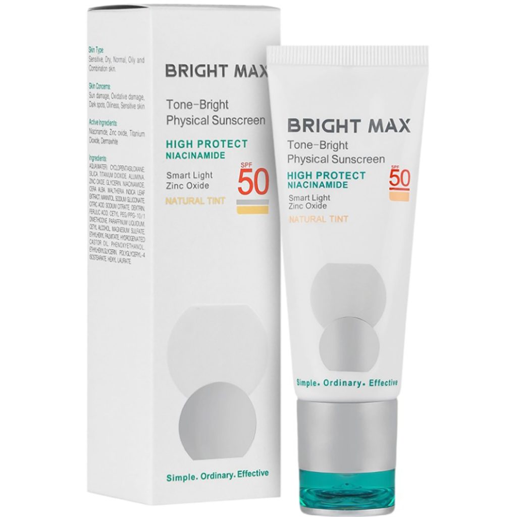 کرم ضد آفتاب رنگی فیزیکال تن برایت SPF50 برایت مکس