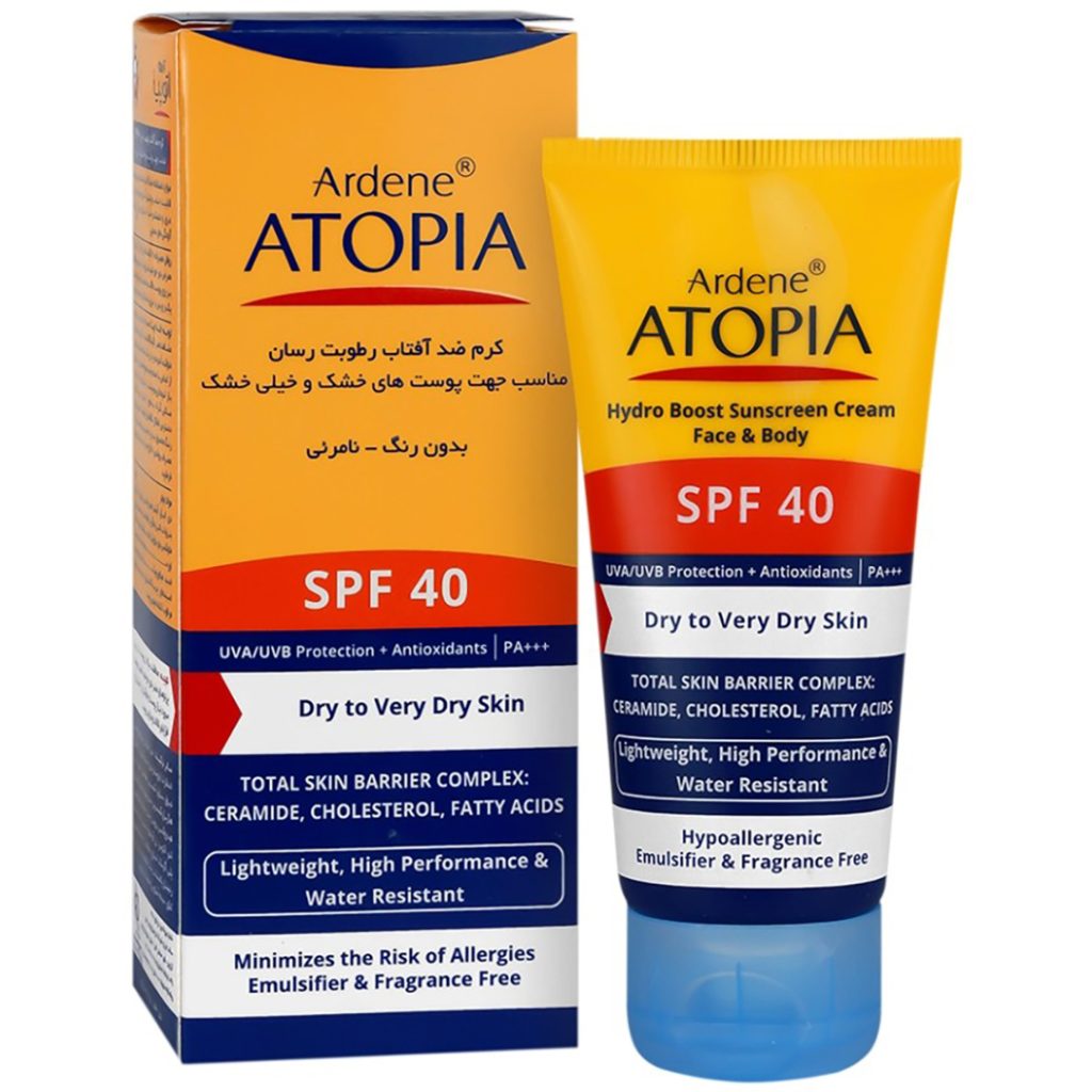 کرم ضد آفتاب رطوبت رسان SPF40 پوست خشک آردن آتوپیا
