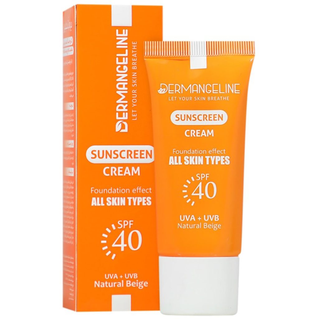 ضد آفتاب کرم پودری SPF40 بژ طبیعی انواع پوست درم انجلین